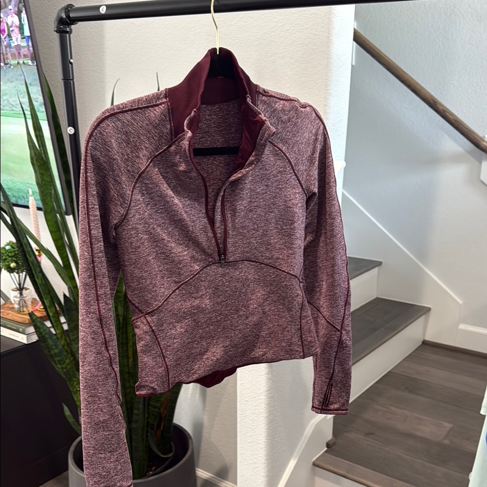 Lululemon Women's Maroon Quarter-Zip Top